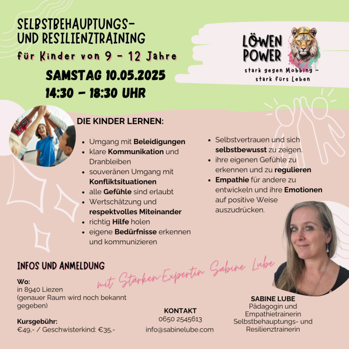 Ein Flyer für ein Selbstbehauptungs- und Resilienztraining für Kinder.